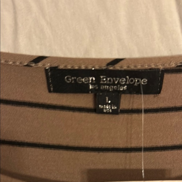 Green Envelope - Brown Striped Women's Top NWT - Picture 2 of 3